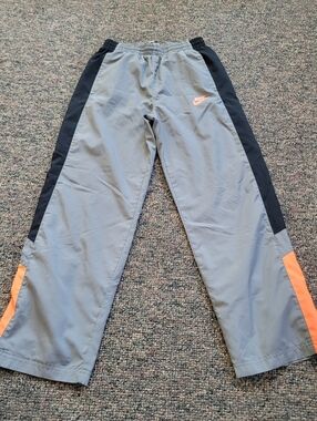 Nike Gray Track Pants with Black & Orange Accents